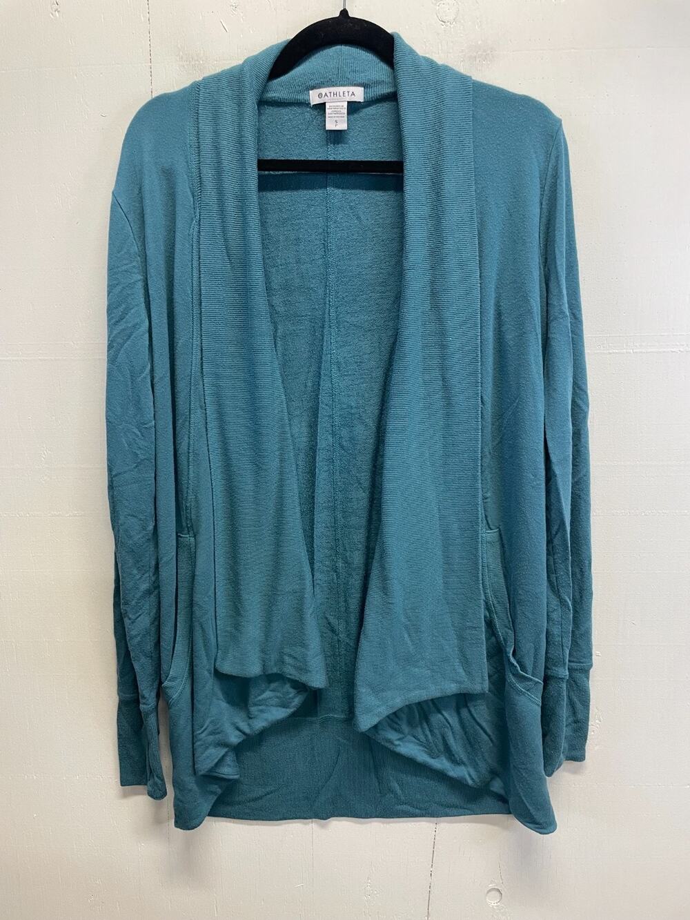 Athleta Women's Pranayama Wrap Cardigan Teal Blue Sweater Size Small